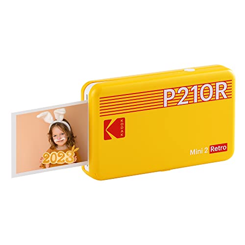 Kodak Mini 2 Stampante foto per smartphone, Istantanee formato 54x86mm, Wireless, Portatile e compatibile iOS e Android - Gialla