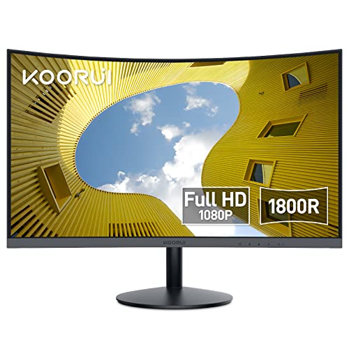 KOORUI Monitor 23.6 Pollici Curvo (1800R) , Full HD (1920x1080), VA, 60 Hz, 5 ms, HDMI, VGA, Gaming Monitor, Eye Saver Mode, Flicker Safe, Nero, 24N5C