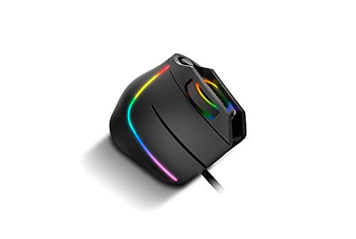 KROM Gaming - Mouse da gioco verticale RGB ottico, 7 pulsanti programmabili, 6400 DPI, 6 colori, nero