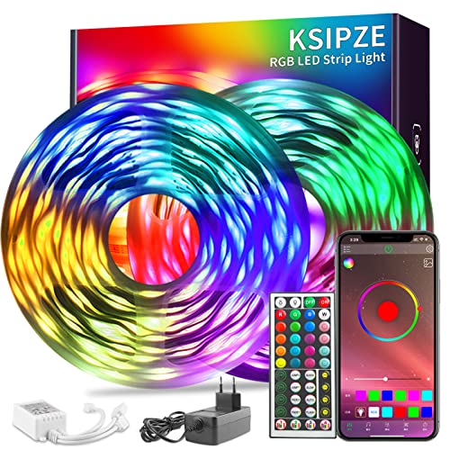 KSIPZE Striscia LED 30 Metri, Bluetooth Smart RGB Colorati LED Stri...