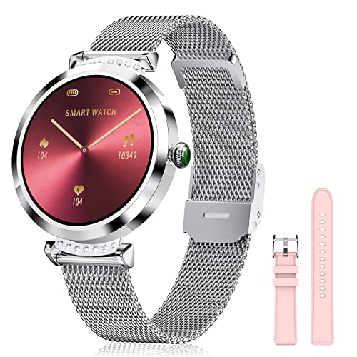 KUNGIX Smartwatch con cinturino in silicone di ricambio, 1.09  Full Touch Smart Watch con Saturimetro(SpO2) Contapassi Cardiofrequenzimetro, Orologio Fitness Tracker Donna Uomini per Android iOS