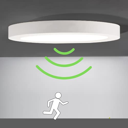 Lampada da soffitto LED, lampada da parete con sensore di movimento, 2 modalità: modalità notte + modalità notte e giorno, colore bianco, ultra sottile 18.00W
