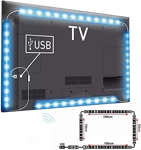 LED TV Retroilluminazione, AUA 3M Striscia LED RGB USB Impermeabile 5050 Retroilluminazione TV LED - 2x50cm+2x100cm, con 44 tasti Telecomando IR, per HDTV da 46-70 Pollici, PC Monitor ecc