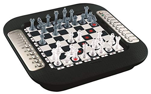 Lexibook CG1335 Chessman FX Gioco di scacchi elettronico con tastiera touch ed effetti luminosi e sonori 32 pezzi 64 Difficoltà Gioco da tavolo per famiglie Nero Argento