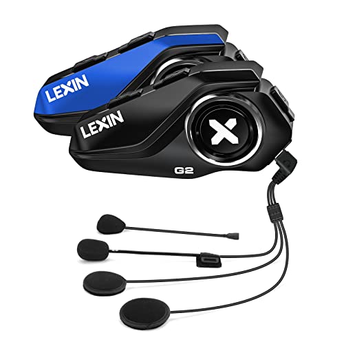 LEXIN G2 Interfono Moto Bluetooth Coppia, Noise Cancellation Auricolare Bluetooth per casco, Sistema di Comunicazione Casco 6 Motociclisti, Interfono moto 1000M, Universale Interphone per Moto, FM
