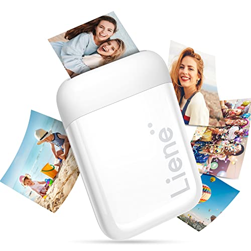 Liene 2x3   Stampante Foto Portatile, Mini Stampante Fotografica Smartphone con 5 Zink Carta Adesive, Bluetooth 5.0, Compatibile con IOS Android, Mini Stampante Foto Istantanea per iPhone - Bianco