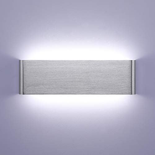 Lightess 16W Applique da Parete Interno Moderno Lampada da Parete LED Lampada a Muro Luce in Alluminio per Soggiorno Camera da Letto Scale Corridoio (bianco freddo, argento)