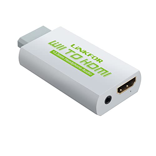 LiNKFOR Wii HDMI Convertitore Convertitore Wii a HDMI 720P o 1080 P Convertitore Video Adattatore HD HDTV + 3.5MM Audio - Colore Bianco