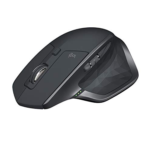 Logitech MX Master 2S Mouse Wireless - Utilizzo su qualsiasi superficie, scorrimento iperveloce, ergonomico, ricaricabile, controllo fino a 3 computer Apple Mac e Windows (Bluetooth USB) - Grigio