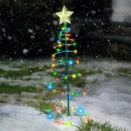 Luci Natalizie da Esterno Energia Solare, Natale Decorazioni Esterno Solare LED, Luci di Natale con Pannello Solare, Lampade Solari da Giardino, Albero di Natale Catena Luminosa Solare (Colore)