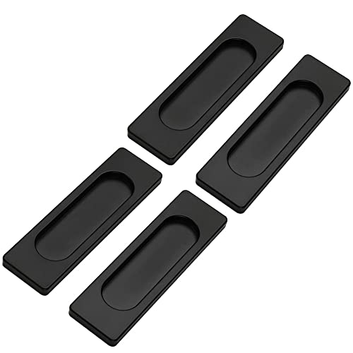 LUFEIS 4 maniglie autoadesive per porta del balcone, maniglie per mobili, maniglia esterna della porta, con cuscinetto adesivo 3M, maniglie per armadi, porte e cassetti, colore nero