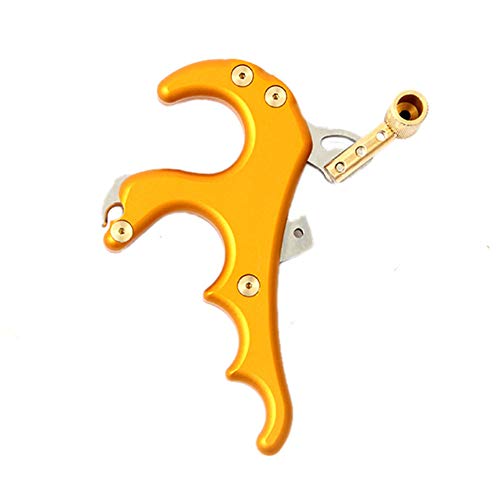 LYY 4-Finger tenuto in Mano Bow Bow di Uscita di Uscita di Trigger del Pollice per Il tiro con L Arco Accessori, Lega di Alluminio,Giallo
