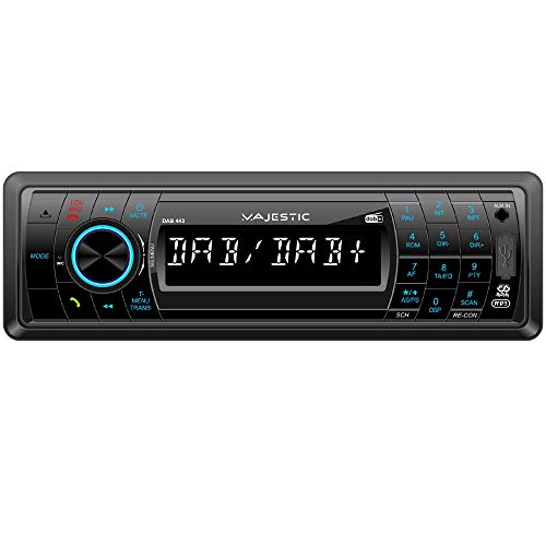 Majestic DAB-443 - Autoradio RDS FM   DAB+ PLL, Bluetooth, Lettore CD MP3, Ingressi USB SD AUX-IN, 180W (45W x 4ch), Frontalino ribaltabile e estraibile, Nero