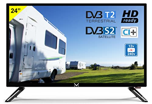 Majestic TVD 224 S2 LED V2 12 VOLT - Televisore LED HD READY 24 , DVB-T T2 HD e DVB-S S2 HD, HEVC MAIN 10, Telecomando, USB, nero