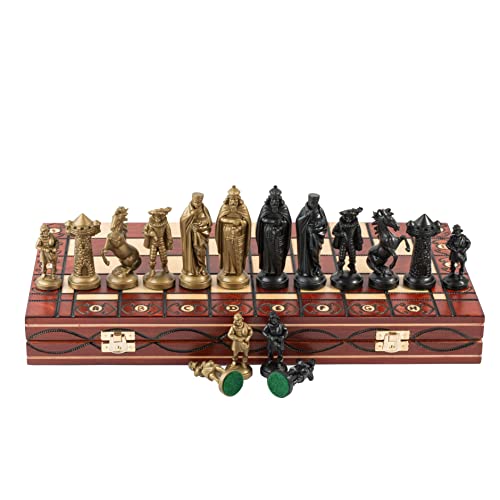 Master of Chess ANCIENT ARMIES Set di scacchi edizione oro e nero Scacchiera in legno da 41 cm   16 pollici   pezzi di plastica per adulti e bambini (MEDIEVALE)