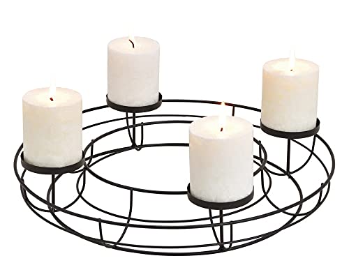 matches21 - Corona dell Avvento per 4 candele, corona natalizia con cesto, in metallo, 1 pezzo, Ø 36 x 7 cm