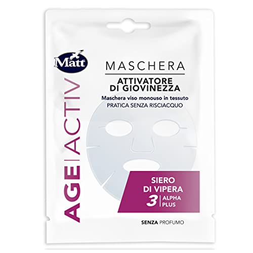 Matt - Age ActivMaschera Viso in Tessuto - Pratica e Senza Risciacquo - Siero di Vipera 3 Alpha Plus - 1 Maschera