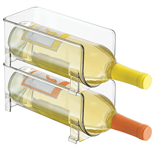 mDesign set da 2 portabottiglie vino – portabottiglie in plastica – porta vino impilabile per 1 bottiglia ciascuno – Colore: trasparente