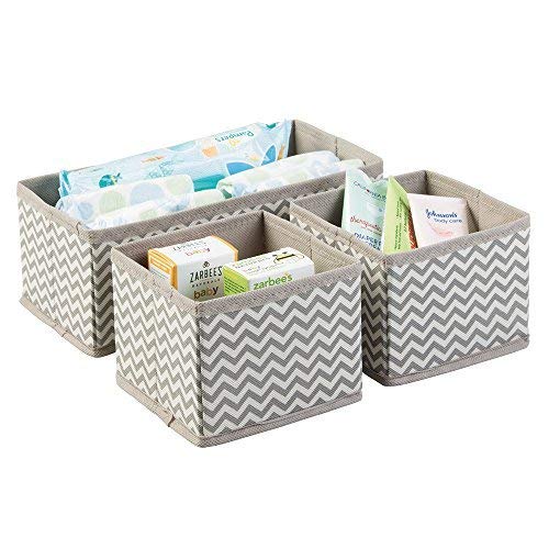 mDesign set da 3 scatole per armadio – comode scatole portaoggetti e organizer in tessuto ideale per accessori e giocattoli - Colore: talpa, nature
