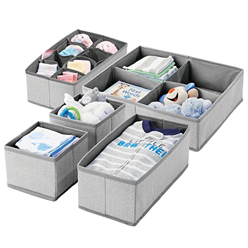 mDesign Set da 5 portaoggetti bimbo per la nursery – Comodi organizer per armadio di diverse dimensioni – Contenitori per cameretta ideali per armadi, cassetti o fasciatoio – grigio