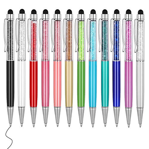 MengRan 12 penne a sfera sfarzose, 2 in 1 con doppio uso sia come penna a inchiostro sia come pennino dal design sottile con cristalli di diamante (12 colori)