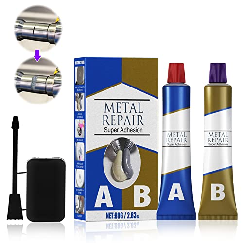 Metal Repair Paste Metal Repair Glue a&b 80G, Magic Welding Glue, Resistenza al Calore Industriale Materiali per Saldatura a Freddo Pasta per Riparazioni in Metallo Colla (40G*2)