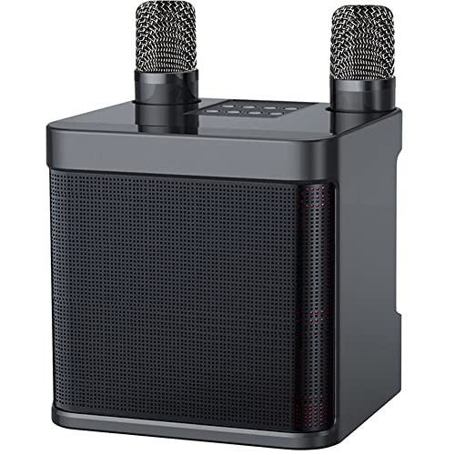 Microfono per karaoke senza fili Altoparlante Bluetooth con 2 microfoni senza fili canta tu per canto karaoke Sistema PA portatile per feste, attività, supporto Bluetooth, AUX, scheda USB TF (nero)