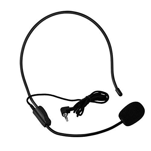 Mini Microfono- Mini Microfono a condensatore cablato da 3,5 mm Montato sulla Testa per Altoparlante Amplificatore vocale