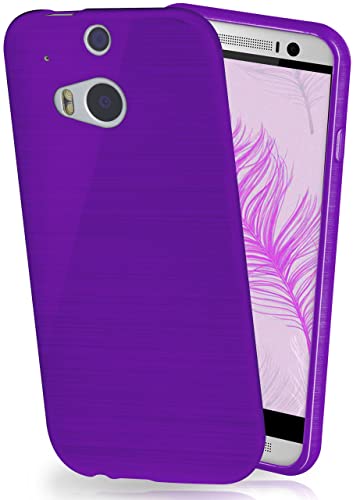 MoEx Cover in Silicone Compatibile con HTC One M8   M8s | Effetto Alluminio Spazzolato, Lilla