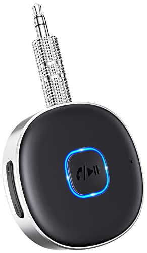 Mohard Ricevitore Bluetooth 5.0, Mini Aux Bluetooth Auto per Stereo Altoparlante Cuffie Cablate, Adattatore Bluetooth Auto Jack 3.5 mm, Chiamate in Vivavoce, Connessione Doppia, 16 Ore di Riproduzione