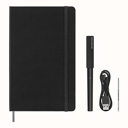 Moleskine Smart Writing Set, Smart Notebook con Smart Pen Inclusa, Taccuino Moleskine Smart, Taccuino Digitale con Pagine a Righe, Large, 13x21 cm, Nero