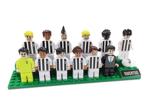 Mondo- Bricks Team Juventus National Soccer Club Toys-Brick F.C Collezione-Squadra Giocatori e Allenatore Nero-25592, Colore Bianco Nero, 25592
