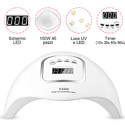 MOULEI 150W Lampada Unghie LED UV Professionale per Manicure Pedicu...
