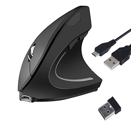 Mouse Verticale Ergonomico Mouse Verticale Wireless USB Ricaricabile Mouse Ottico 2.4G Mouse Ottico ad Alta Precisione Adjustable 800 1200 1600 DPI, 5 Pulsanti Per PC Laptop Mac
