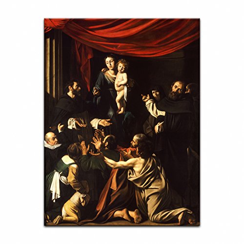 murale Caravaggio - Madonna del Rosario 30x40cm - tela immagine Ant...