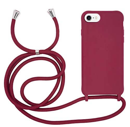 MyGadget Cover con Cordino per Apple iPhone 6   6s   7 8   SE 2020 Custodia con Corda TPU Opaca Case Rigida & Resistente con Laccio Tracolla Bordeaux