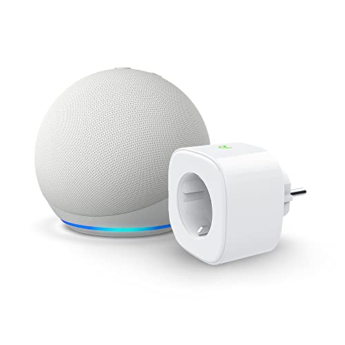 Nuovo Echo Dot (5ª generazione, modello 2022), Bianco ghiaccio + Meross Smart Plug (presa intelligente con connettività Wi-Fi), compatibile con Alexa - Kit di base per Casa Intelligente