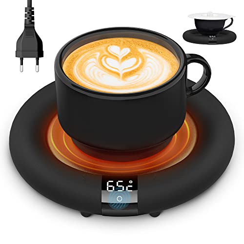 Regalo di CapodannoEasyAcc Scalda Tazza 55℃-75℃ Scalda Bevande da Caffè Latte Mug Warmer con Coperchio per Tazze Sottili Piatte, Interruttore Tattile e 3 Temperature Regolabili
