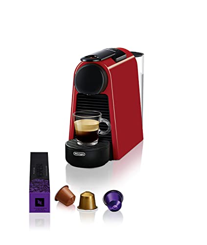 Nespresso Essenza Mini EN85.R, Macchina da caffè di De Longhi, Sistema Capsule Nespresso, Serbatoio acqua 0.6L, Ruby Red