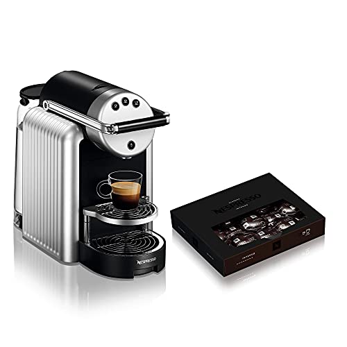 NESPRESSO Macchina da caffè automatica Zenius professionale, include 50 capsule di caffè - Caffettiera per piccoli uffici - Argento