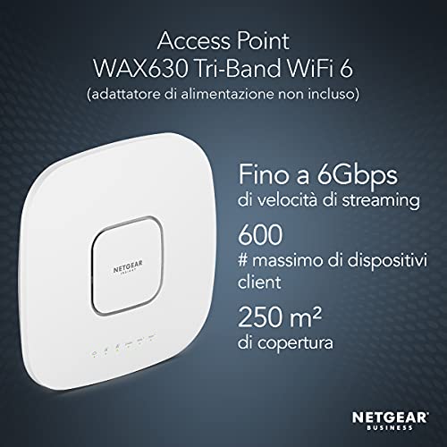 NETGEAR Access Point WiFi 6 AX6000 WAX630, Velocità TriBand Mesh, ...