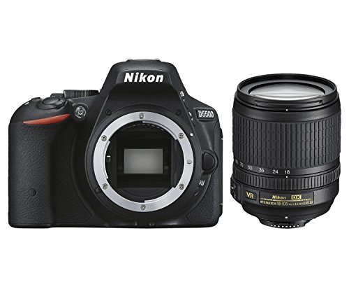 Nikon D5500 + Nikkor 18-105 VR Fotocamera Reflex Digitale, 24,2 Megapixel, LCD Touchscreen Regolabile, Wi-Fi Incorporato, Nero [Versione EU]