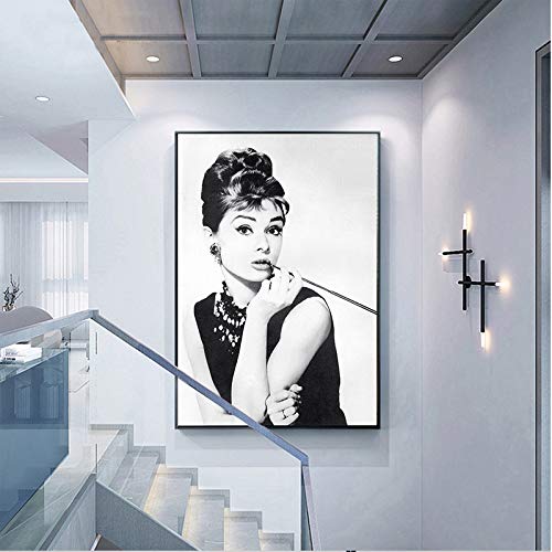 NIMCG Audrey Hepburn Ritratto Trucco Poster su Tela Wall Art Immagine modulare per pareti per Soggiorno (Senza Cornice) R1 30x40CM
