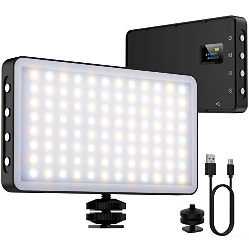 NinkBox Luce Video LED 3000K-6500K Dimmerabile, Luce di Riempimento con Luminosità Regolabile, CRI 95+, Luce Fotografica LED Portatile da 4000 mAh per videocamere DSLR, Fotografia