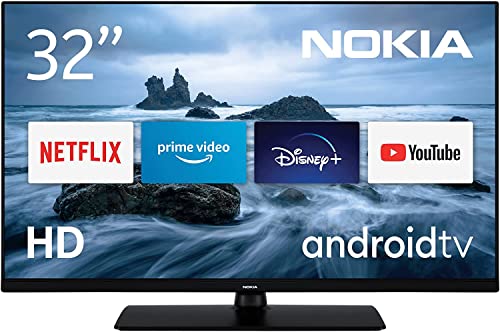 Nokia Smart TV - 32 Pollici 80cm Android TV 12V (HD Ready, HDR10, DVB-C S2 T2, Netflix, Prime Video, Disney+), Nero