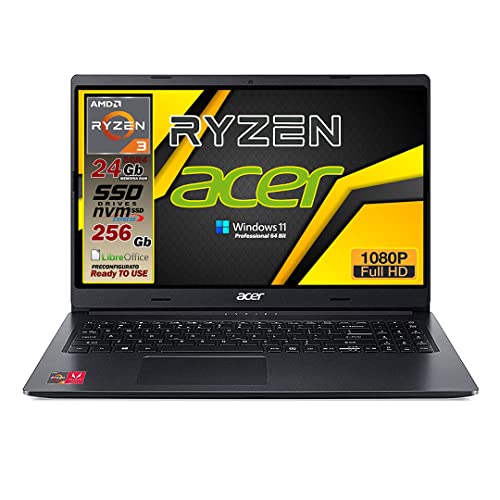 Notebook Acer AMD RYZEN 3 3250u, fino a 3,5 GHz, RAM 24Gb, SSD 256G...