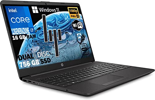 Notebook HP 250 G9, Pc portatile Grey, Intel Core i7 12Th Gen 4,7Ghz, Ram 16Gb, SSD 756Gb, Display 15.6  Full HD, Win 11 Pro, Open Office 2021, computer pronto utilizzo
