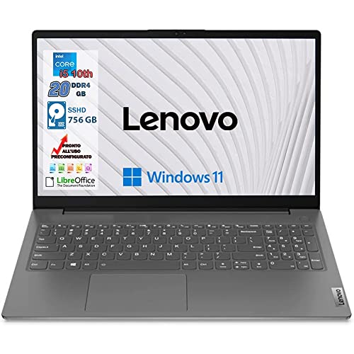 Notebook Lenovo i5, Pc portatile, intel i5 1035G1, Display 15.6” FHD, Ram 20Gb Ddr4, SSHD 756GB, Hdmi,Wi fi,Bluetooth,Windows 11 PRO
