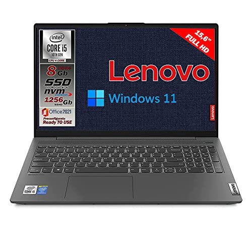 Notebook Lenovo SSD Intel i5 10th 4CORE, Display FULL HD 1920x1080 Led da 15,6  Ram 8Gb DDR4, SSHD 1256Gb, wifi, webcam, Bt, 3 usb, Win11 Pro, Office 2021, Pronto All uso immediato, Garanzia Italia