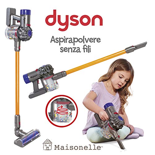 ODS- V8 Dyson Aspirapolvere Giocattolo per Bambini, Colore Grigio, Arancione e Viola, 20800